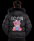 CHAQUETA NEGRA OSITO ROSA