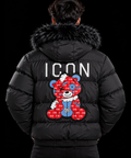 CHAQUETA NEGRA OSITO ROJO
