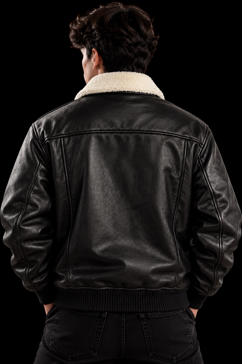 CHAQUETA SHERPA AVIATOR NEGRA