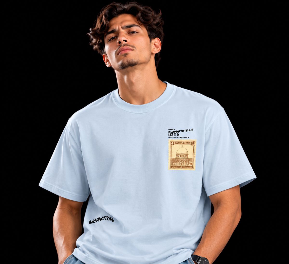 CAMISETA PALESTINA AZUL CELESTE