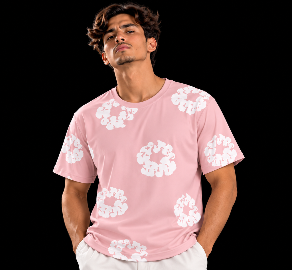 CAMISETA FLORES ROSAS