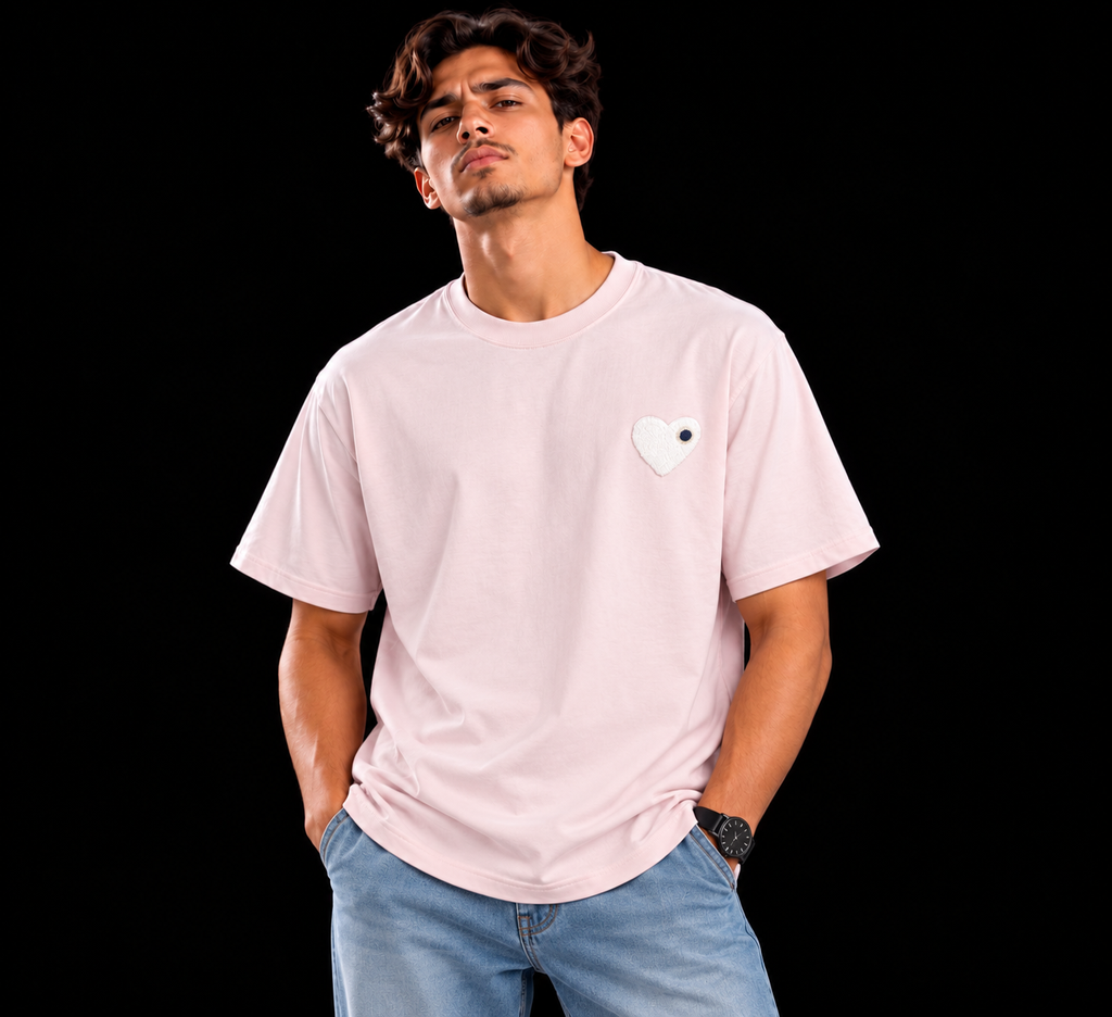 CAMISETA CORAZON ROSA