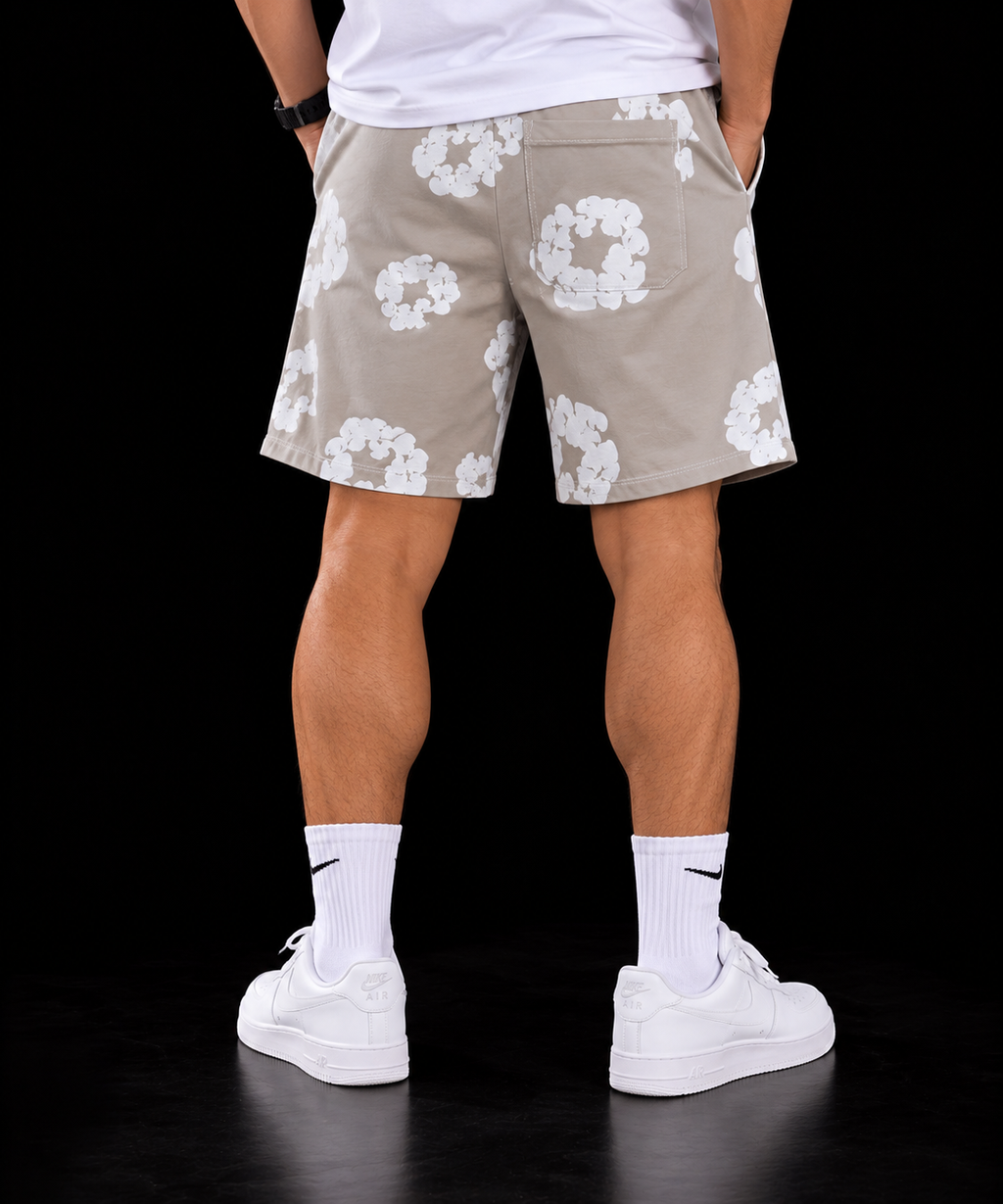 PANTALON CORTO FLORES BEIG