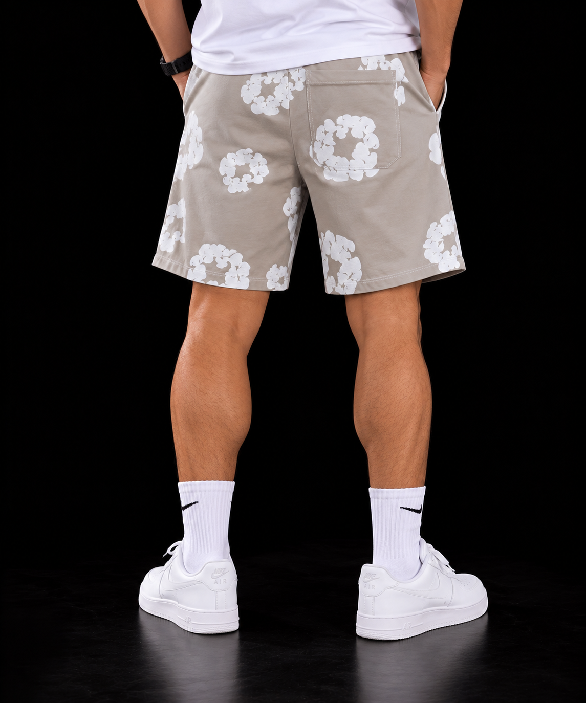 PANTALON CORTO FLORES BEIG